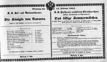 Theaterzettel (Oper und Burgtheater in Wien) 18510211 Seite: 1