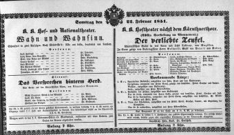 Theaterzettel (Oper und Burgtheater in Wien) 18510222 Seite: 1
