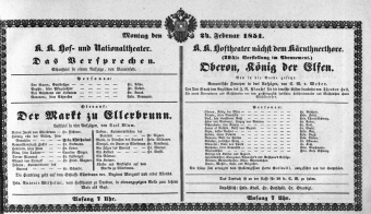 Theaterzettel (Oper und Burgtheater in Wien) 18510224 Seite: 1