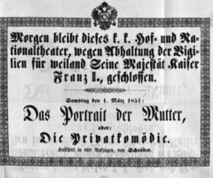 Theaterzettel (Oper und Burgtheater in Wien) 18510301 Seite: 1