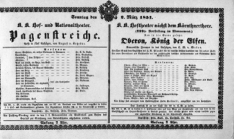Theaterzettel (Oper und Burgtheater in Wien) 18510302 Seite: 1