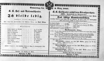 Theaterzettel (Oper und Burgtheater in Wien) 18510306 Seite: 1