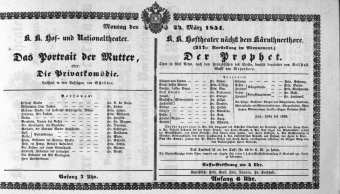 Theaterzettel (Oper und Burgtheater in Wien) 18510324 Seite: 1