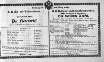 Theaterzettel (Oper und Burgtheater in Wien) 18510330 Seite: 1