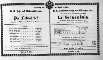Theaterzettel (Oper und Burgtheater in Wien) 18510404 Seite: 1