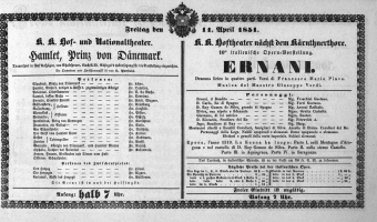 Theaterzettel (Oper und Burgtheater in Wien) 18510411 Seite: 1
