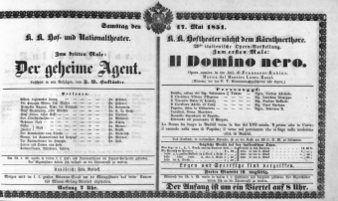 Theaterzettel (Oper und Burgtheater in Wien) 18510517 Seite: 1