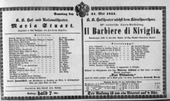Theaterzettel (Oper und Burgtheater in Wien) 18510531 Seite: 1