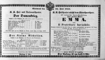 Theaterzettel (Oper und Burgtheater in Wien) 18510625 Seite: 1