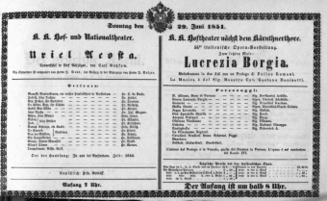 Theaterzettel (Oper und Burgtheater in Wien) 18510629 Seite: 1