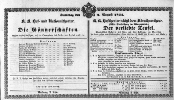 Theaterzettel (Oper und Burgtheater in Wien) 18510802 Seite: 1