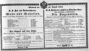 Theaterzettel (Oper und Burgtheater in Wien) 18510813 Seite: 1