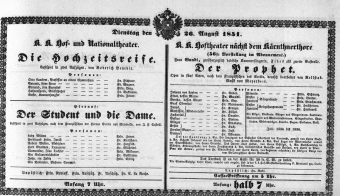Theaterzettel (Oper und Burgtheater in Wien) 18510826 Seite: 1