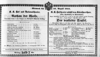 Theaterzettel (Oper und Burgtheater in Wien) 18510827 Seite: 1