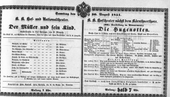 Theaterzettel (Oper und Burgtheater in Wien) 18510830 Seite: 1