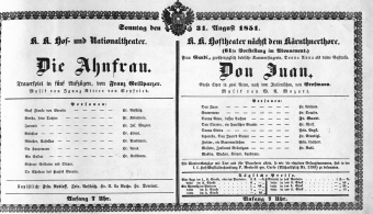 Theaterzettel (Oper und Burgtheater in Wien) 18510831 Seite: 1