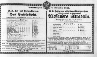Theaterzettel (Oper und Burgtheater in Wien) 18510904 Seite: 1