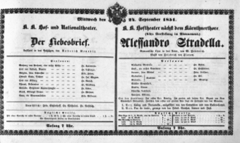Theaterzettel (Oper und Burgtheater in Wien) 18510924 Seite: 1