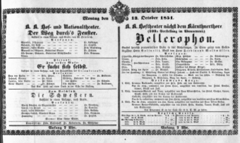 Theaterzettel (Oper und Burgtheater in Wien) 18511013 Seite: 1