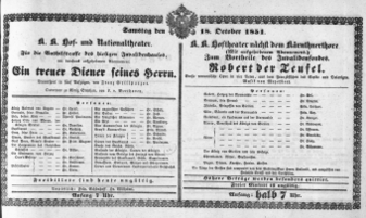 Theaterzettel (Oper und Burgtheater in Wien) 18511018 Seite: 1