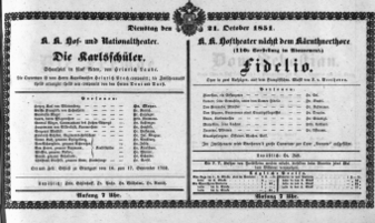 Theaterzettel (Oper und Burgtheater in Wien) 18511021 Seite: 1