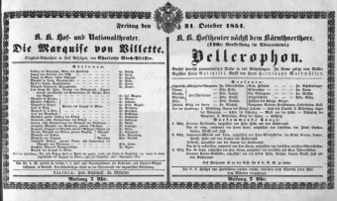 Theaterzettel (Oper und Burgtheater in Wien) 18511031 Seite: 1