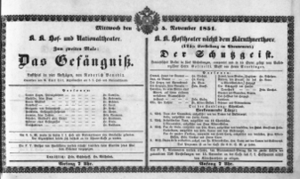 Theaterzettel (Oper und Burgtheater in Wien) 18511105 Seite: 1