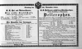 Theaterzettel (Oper und Burgtheater in Wien) 18511125 Seite: 1