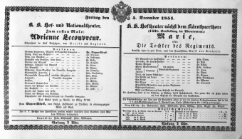 Theaterzettel (Oper und Burgtheater in Wien) 18511205 Seite: 1