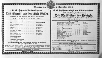 Theaterzettel (Oper und Burgtheater in Wien) 18511209 Seite: 1