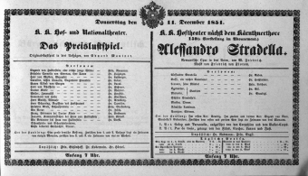 Theaterzettel (Oper und Burgtheater in Wien) 18511211 Seite: 1