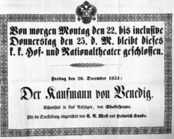 Theaterzettel (Oper und Burgtheater in Wien) 18511222 Seite: 1