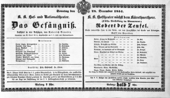 Theaterzettel (Oper und Burgtheater in Wien) 18511228 Seite: 1