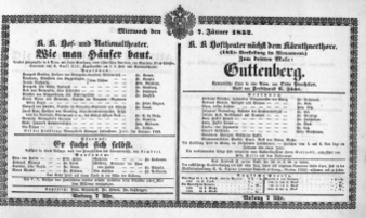 Theaterzettel (Oper und Burgtheater in Wien) 18520107 Seite: 1