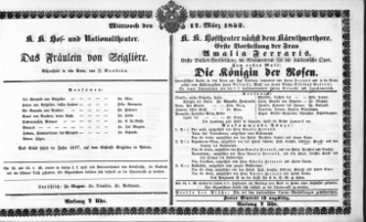 Theaterzettel (Oper und Burgtheater in Wien) 18520317 Seite: 1