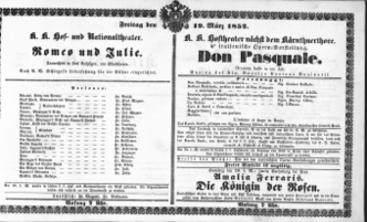 Theaterzettel (Oper und Burgtheater in Wien) 18520319 Seite: 1