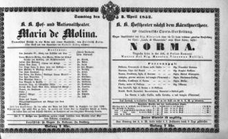Theaterzettel (Oper und Burgtheater in Wien) 18520403 Seite: 2