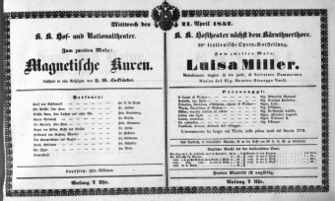 Theaterzettel (Oper und Burgtheater in Wien) 18520421 Seite: 1
