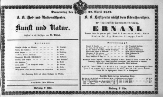 Theaterzettel (Oper und Burgtheater in Wien) 18520422 Seite: 1