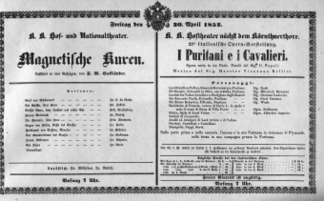 Theaterzettel (Oper und Burgtheater in Wien) 18520430 Seite: 1