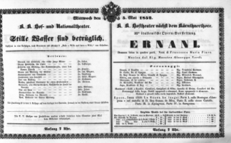 Theaterzettel (Oper und Burgtheater in Wien) 18520505 Seite: 1