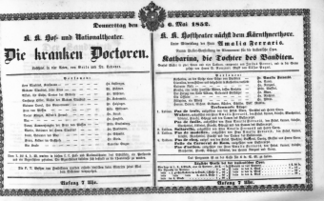 Theaterzettel (Oper und Burgtheater in Wien) 18520506 Seite: 1