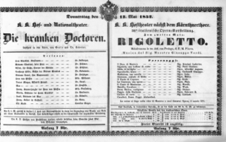 Theaterzettel (Oper und Burgtheater in Wien) 18520513 Seite: 1