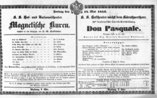 Theaterzettel (Oper und Burgtheater in Wien) 18520514 Seite: 1