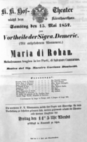 Theaterzettel (Oper und Burgtheater in Wien) 18520515 Seite: 1