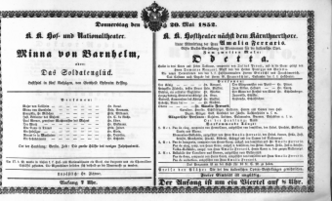 Theaterzettel (Oper und Burgtheater in Wien) 18520520 Seite: 1