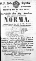 Theaterzettel (Oper und Burgtheater in Wien) 18520526 Seite: 1