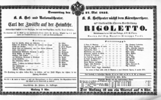 Theaterzettel (Oper und Burgtheater in Wien) 18520527 Seite: 1