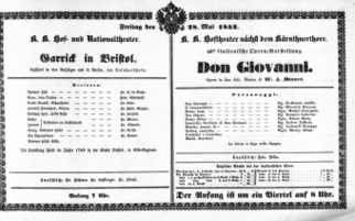 Theaterzettel (Oper und Burgtheater in Wien) 18520528 Seite: 1