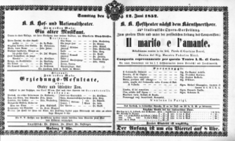 Theaterzettel (Oper und Burgtheater in Wien) 18520612 Seite: 1